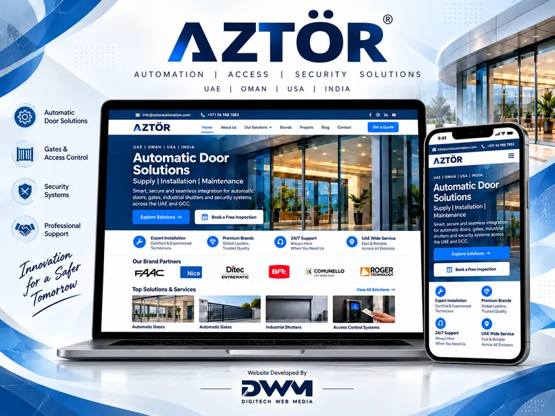 AZTÖR Automation website designed and developed by DWM, shown on laptop and mobile